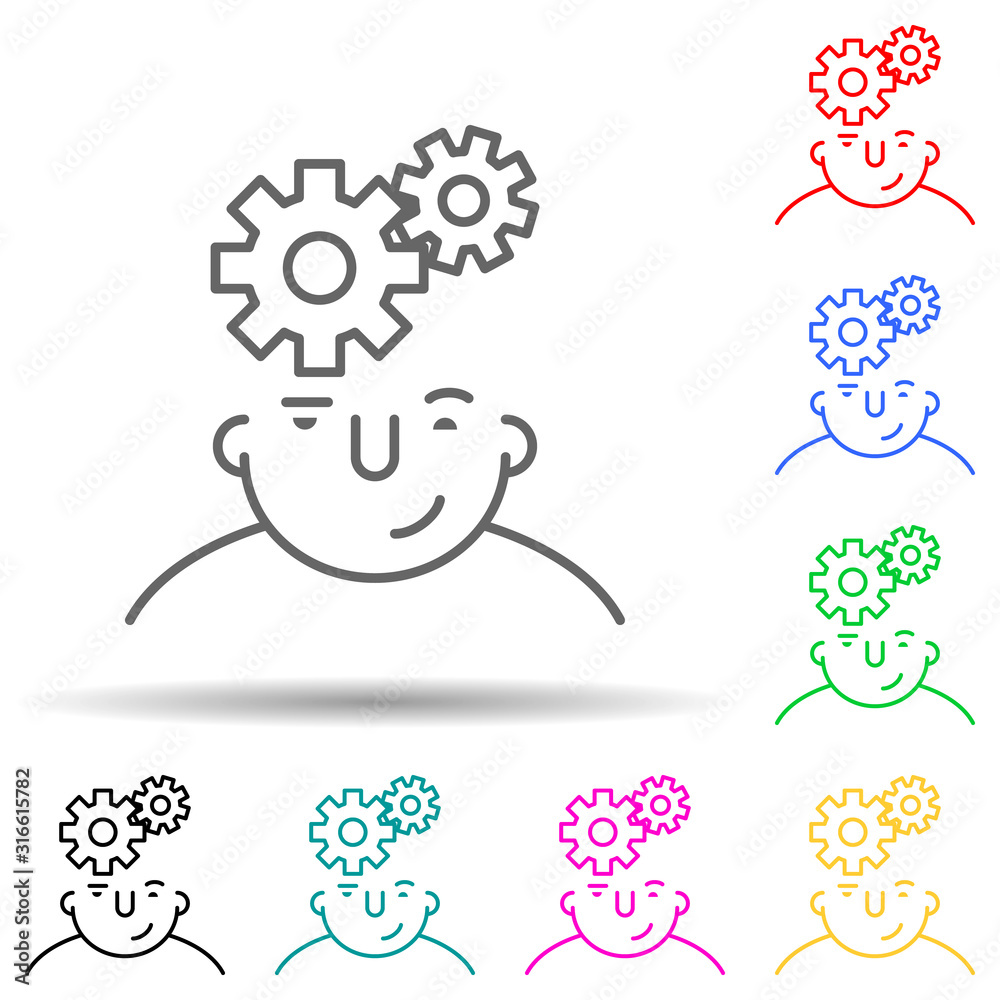mind on head multi color style icon. Simple thin line, outline vector of what is in your mind icons for ui and ux, website or mobile application
