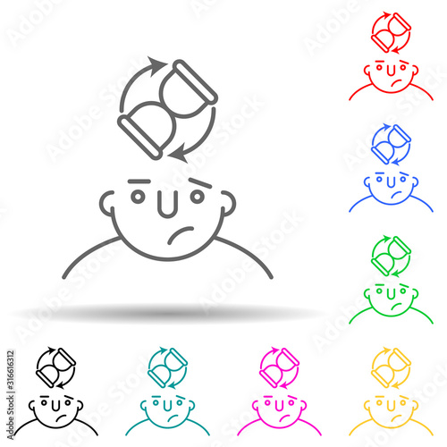 no ideas on mind multi color style icon. Simple thin line  outline vector of what is in your mind icons for ui and ux  website or mobile application
