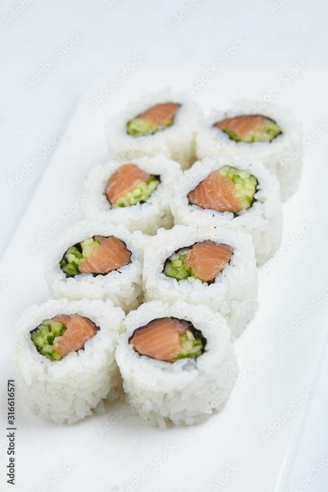 tasty sushi on the white background tasty sushi on the white background