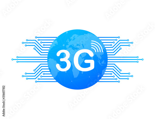 3g network technology. Wireless mobile telecommunication service concept. Marketing website landing template. Vector stock illustration. photo