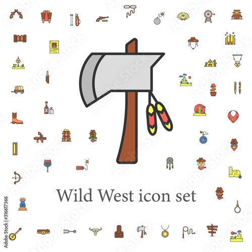 tomahawk colored icon. wild west icons universal set for web and mobile