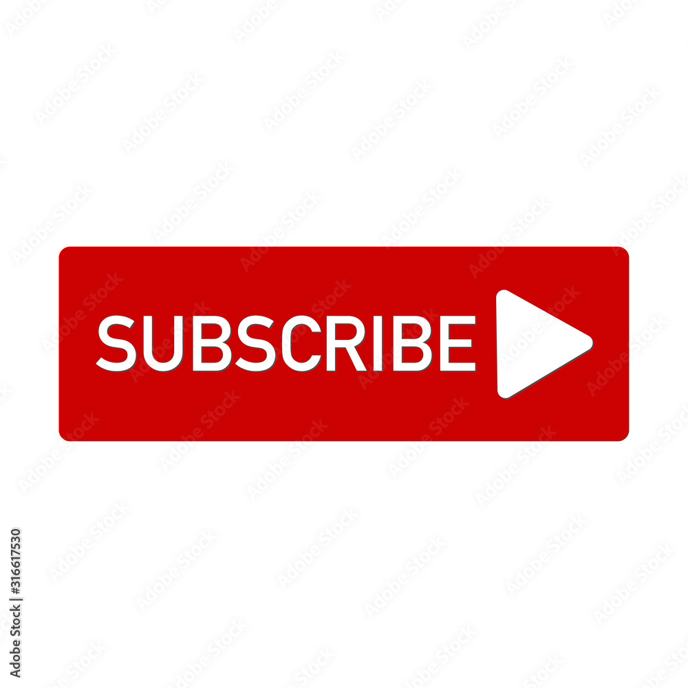 Button with subscribe video channel. Vector icon Button with subscribe video channel. Vector icon