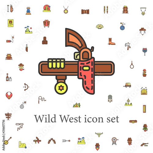 holster for the pistol colored icon. wild west icons universal set for web and mobile