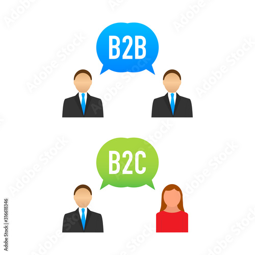 B2B and B2C icon, business to business concept and business to client. Vector stock illustration.