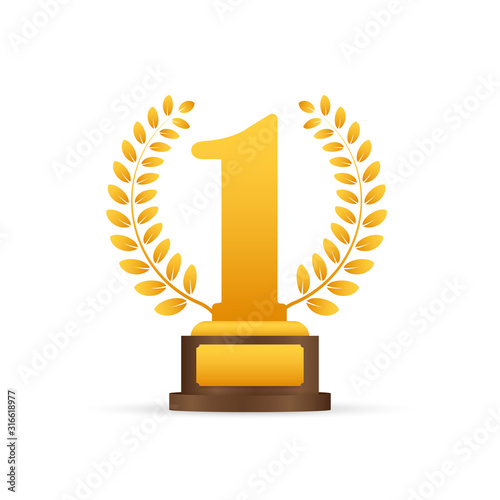 Golden Laurel for first place. Vector stock illustration.