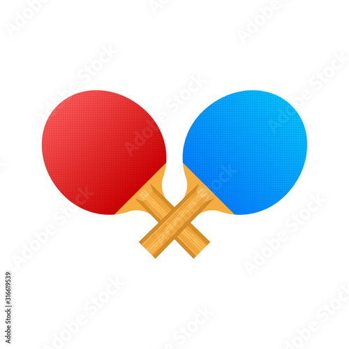 Two rackets for playing table tennis. Vector stock illustration.