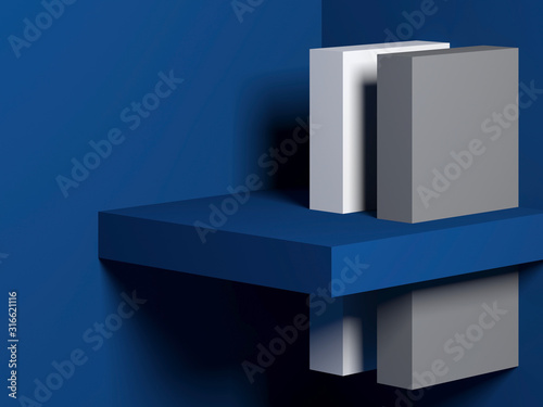 Fototapeta Naklejka Na Ścianę i Meble -  Abstract installation of boxes, computer graphic background. 3d render