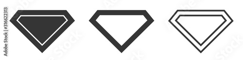 Vector diamond icons. Black diamond icons isolated