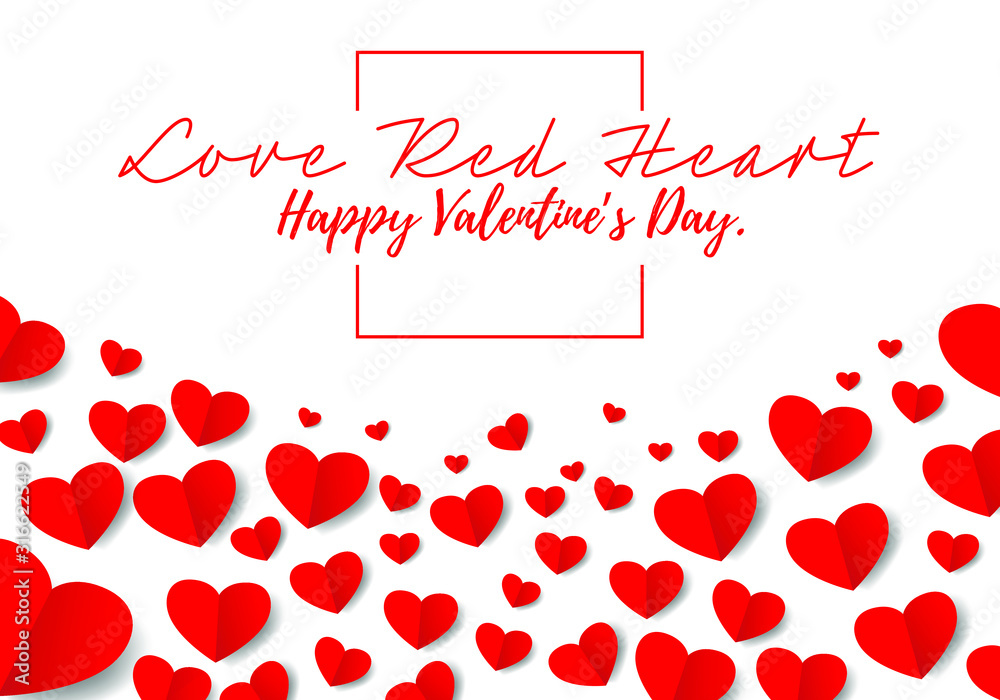 set collection of heart happy valentine's day love poster 2d illustration vector, party fun celebration, holiday with season greeting, banner frame invitaion card