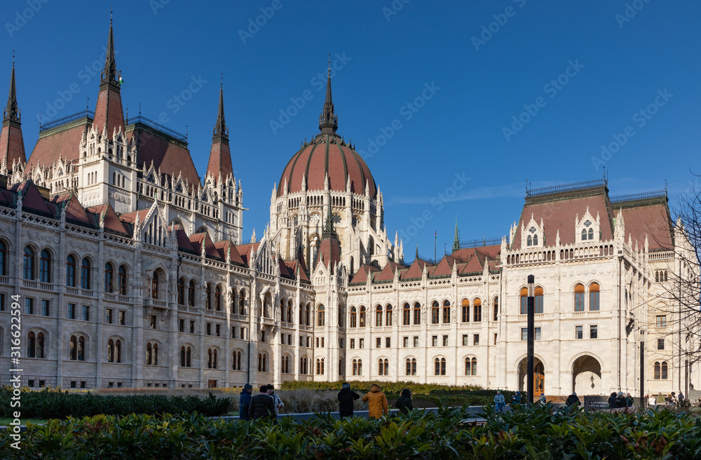 Hungarian parliament in center of Budapest, Hungary