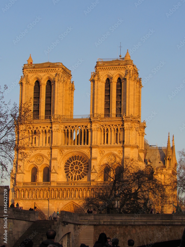 The Notre-Dame de Paris Catholic Cathedral located in Paris, France