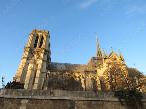 The Notre-Dame de Paris Catrholic Cathedral located in Paris, France