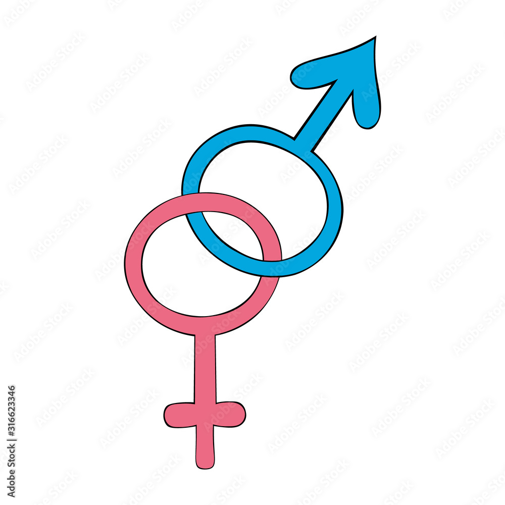 Symbol of heterosexuality. Color vector illustration. Male and female