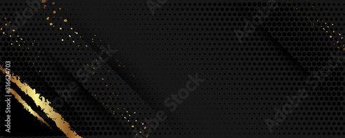 Abstract art gold design black background universal dressing luminous shiny color golden