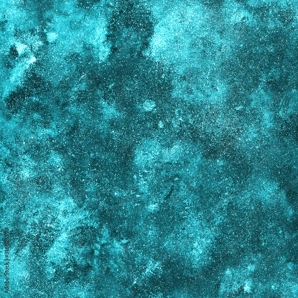 Abstract turquoise background, hand-painted texture, watercolor, splashes, drops of paint, paint strokes. Light monochrome color.The texture of stone, marble  for backgrounds, wallpapers, covers.