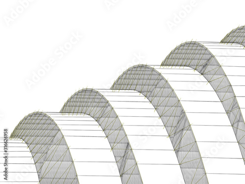 Abstract architecture background pencil graphic drawing curved building elements 3d illustration