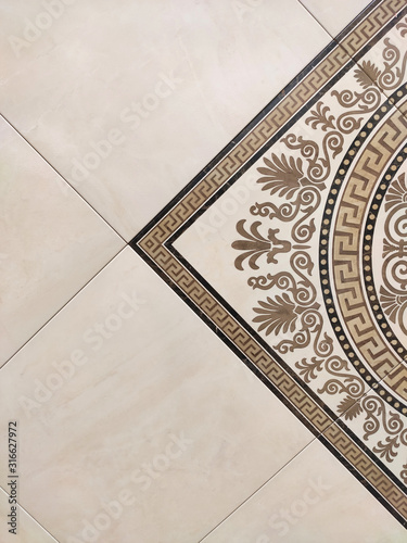 ceramic tiles with natural marble texture with a large pattern on the sides
