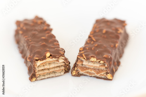 chocolate bar on white background