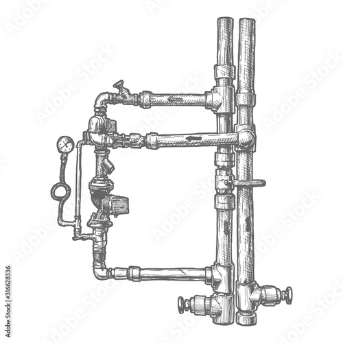illustration of piping system