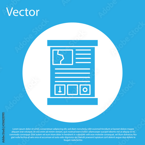 Blue Game guide icon isolated on blue background. User manual, instruction, guidebook, handbook. White circle button. Vector Illustration