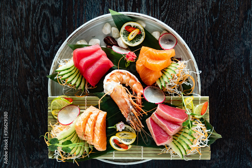 sashimi set in the japanese restaurant