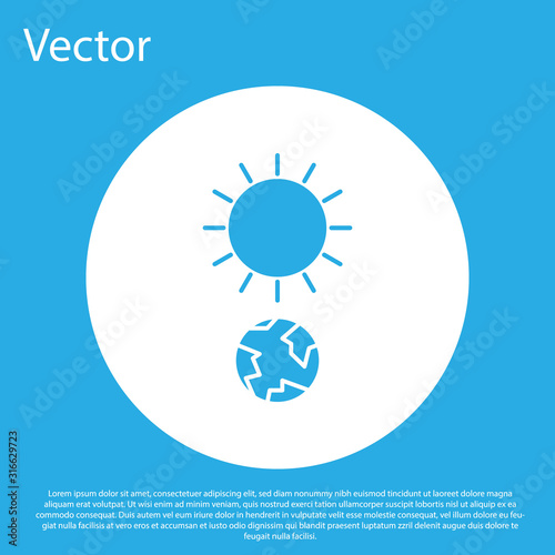 Blue Solstice icon isolated on blue background. White circle button. Vector Illustration
