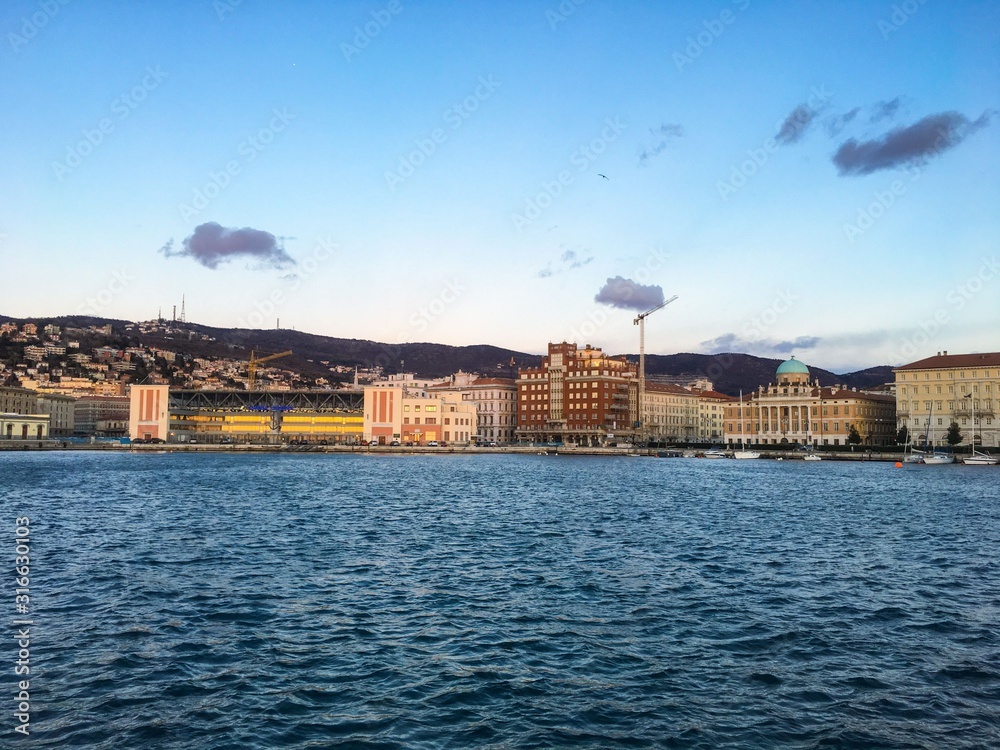 City view of Trieste at sunset
