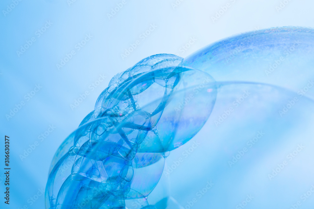 Blue Bubbles Structure Chain Abstract Background