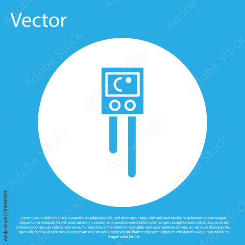 Blue Temperature and humidity sensor icon isolated on blue background. White circle button. Vector Illustration