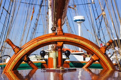 Tall ship with steering wheel