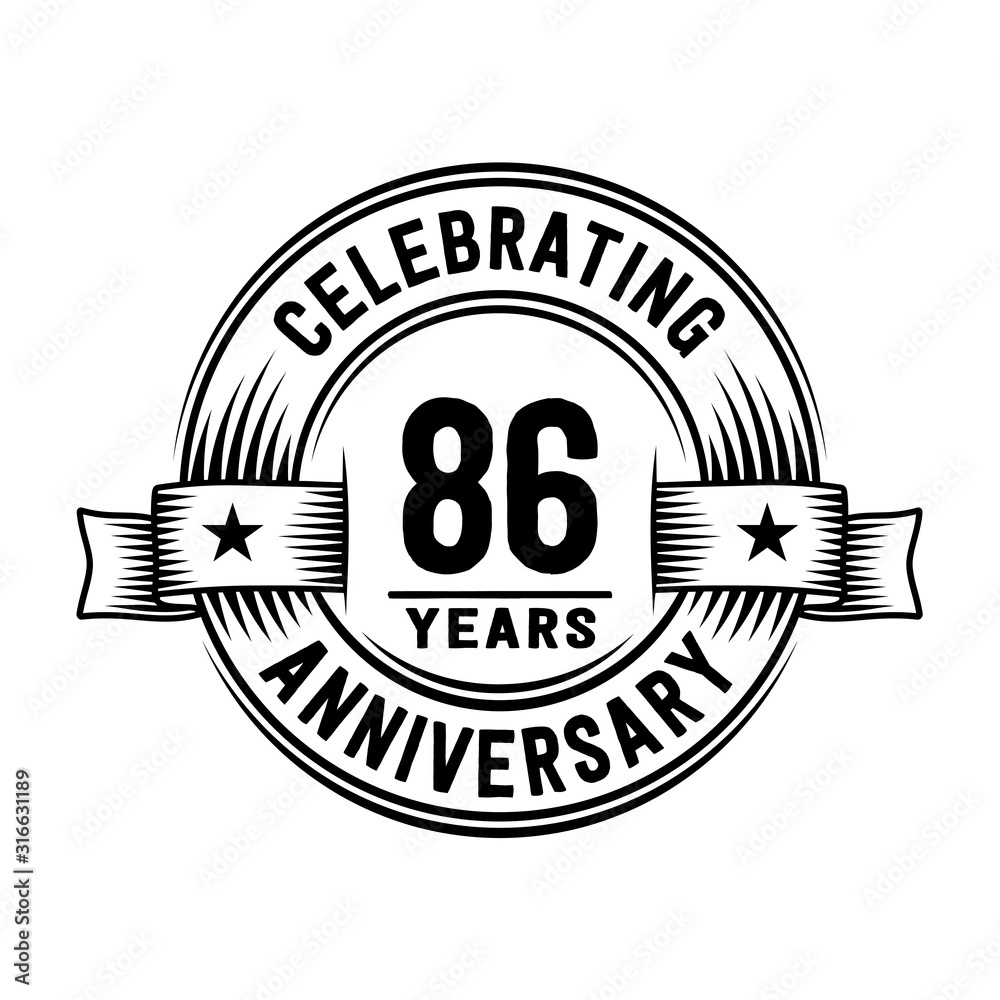 Fototapeta premium 86 years anniversary celebration logotype. Vector and illustration.