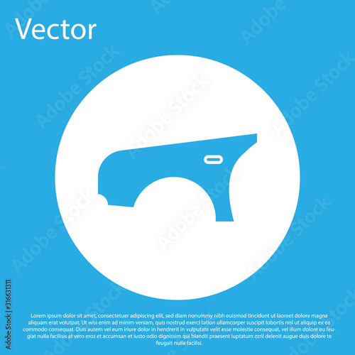 Blue Car fender icon isolated on blue background. White circle button. Vector Illustration