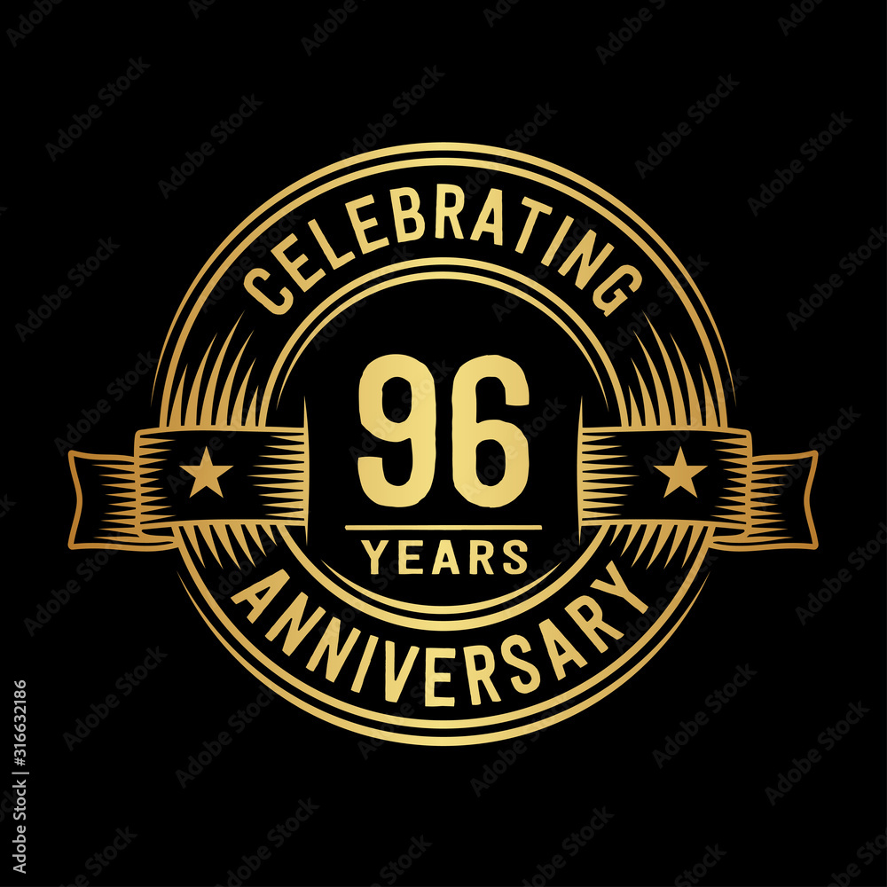 96 years anniversary celebration logotype. Vector and illustration.