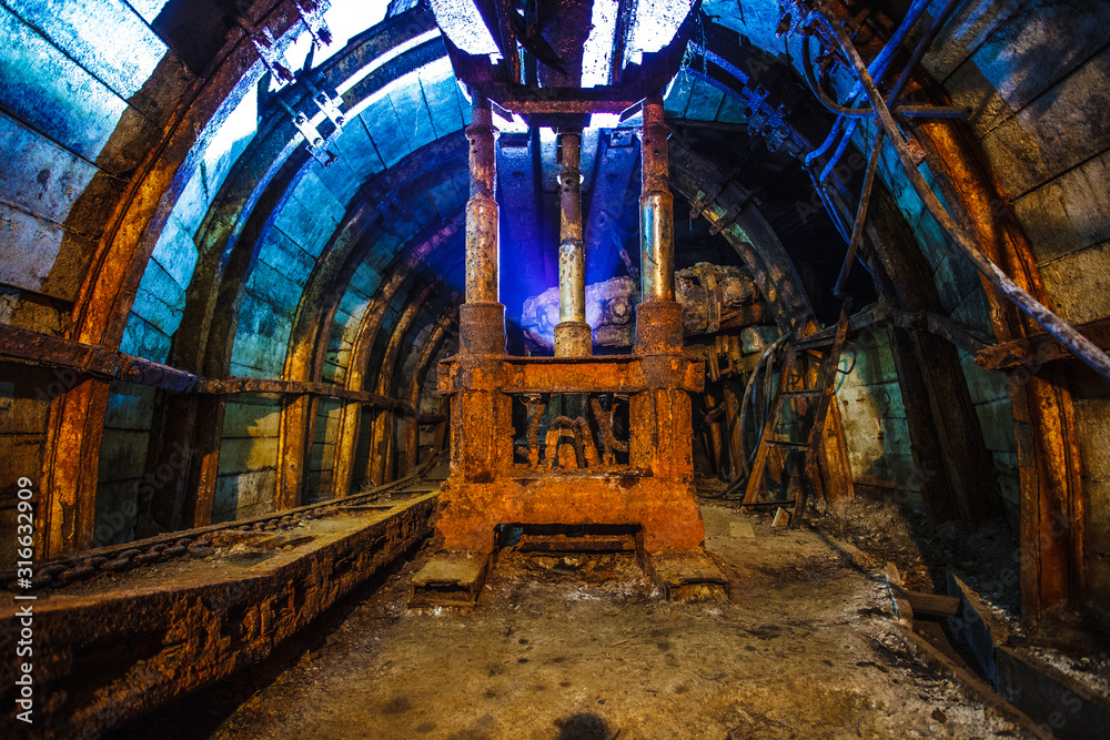 Old equipment in a coal mine Old equipment in a coal mine