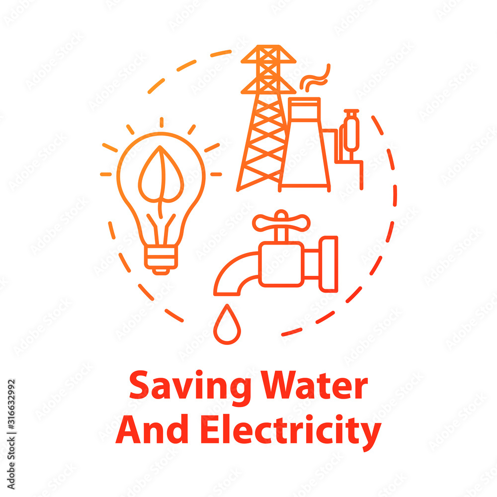 Saving water and electricity concept icon. Responsible resource