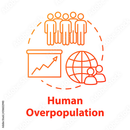 Human overpopulation concept icon. Birth rate increase. International population. Ecological footprint. Society idea thin line illustration. Vector isolated outline RGB color drawing