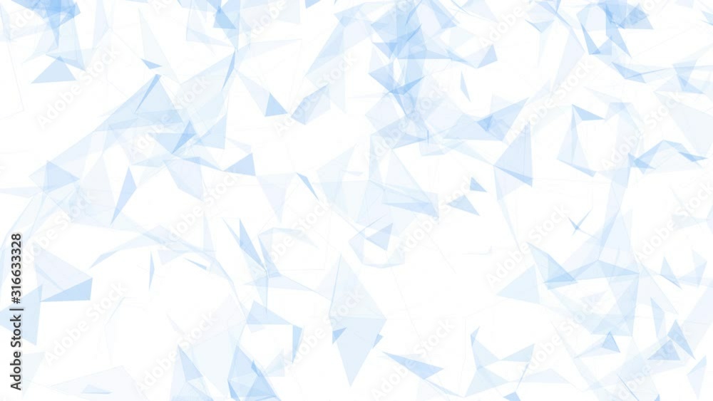 Artistic blue colored cyberspace network triangle shapes animation on white background. 