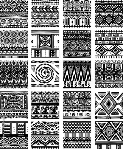 Set of seamless ethnic tribal pattern