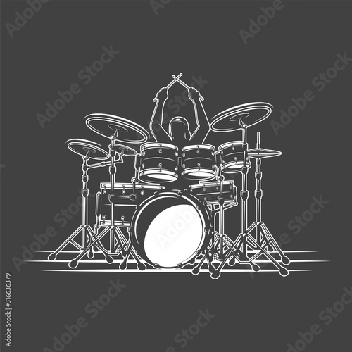 Drummer plays percussion instruments