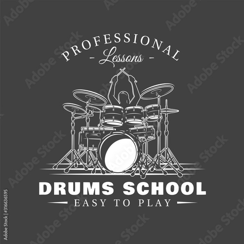 Music label isolated on black background