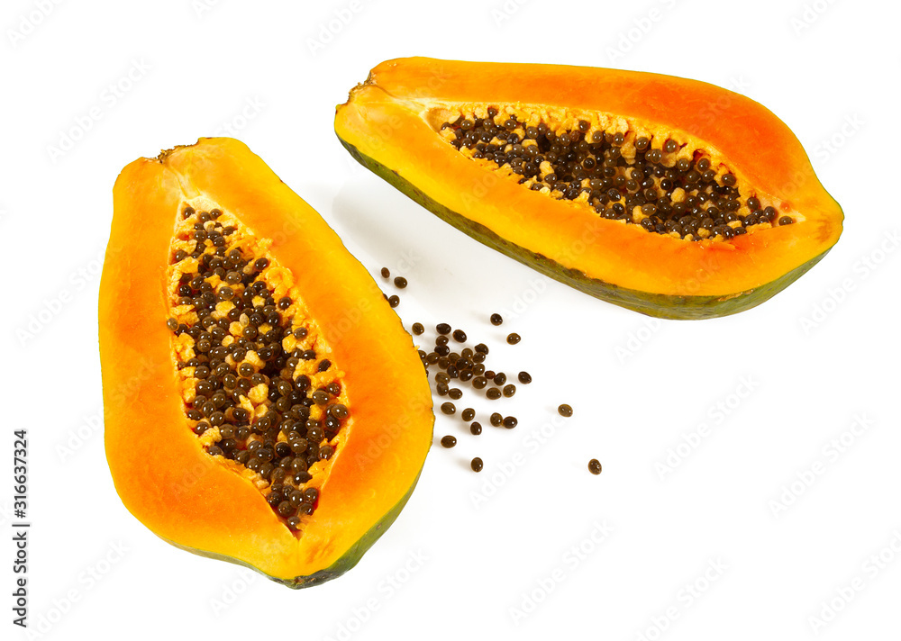 papaya isolated on white background papaya isolated on white background