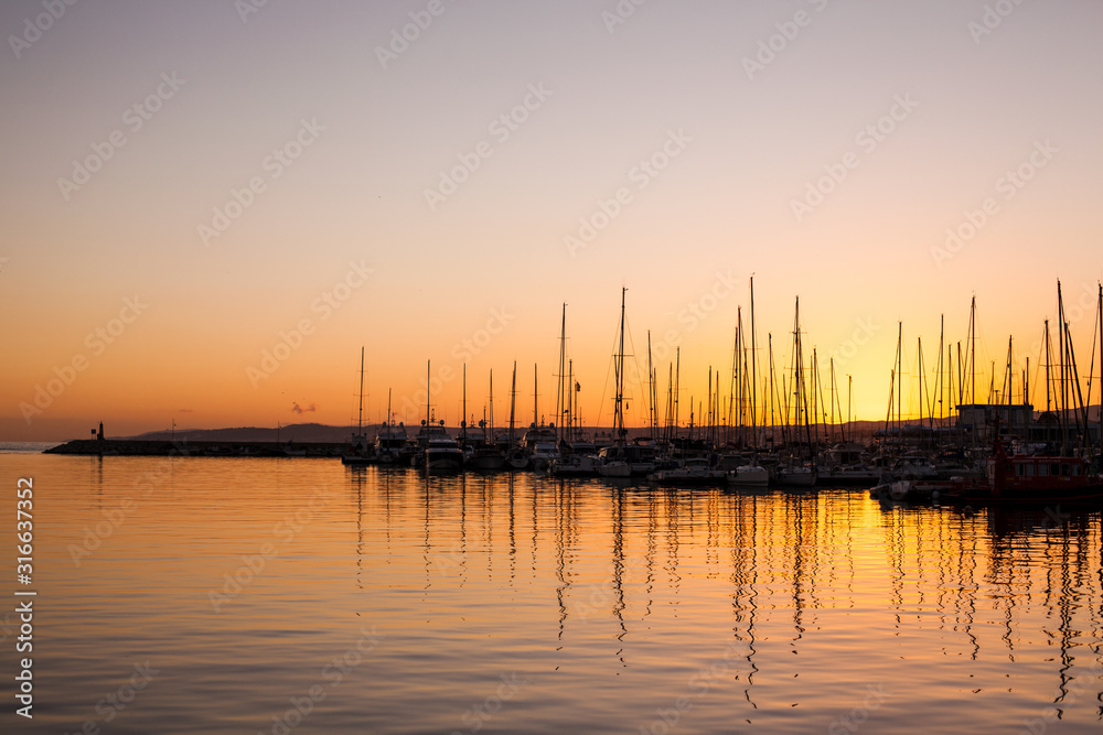 Sunset. Sunset at the port of Estepona.