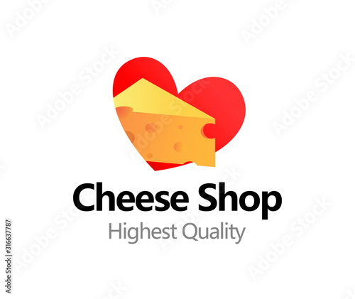 Cheese Logo with heart, Vec...
