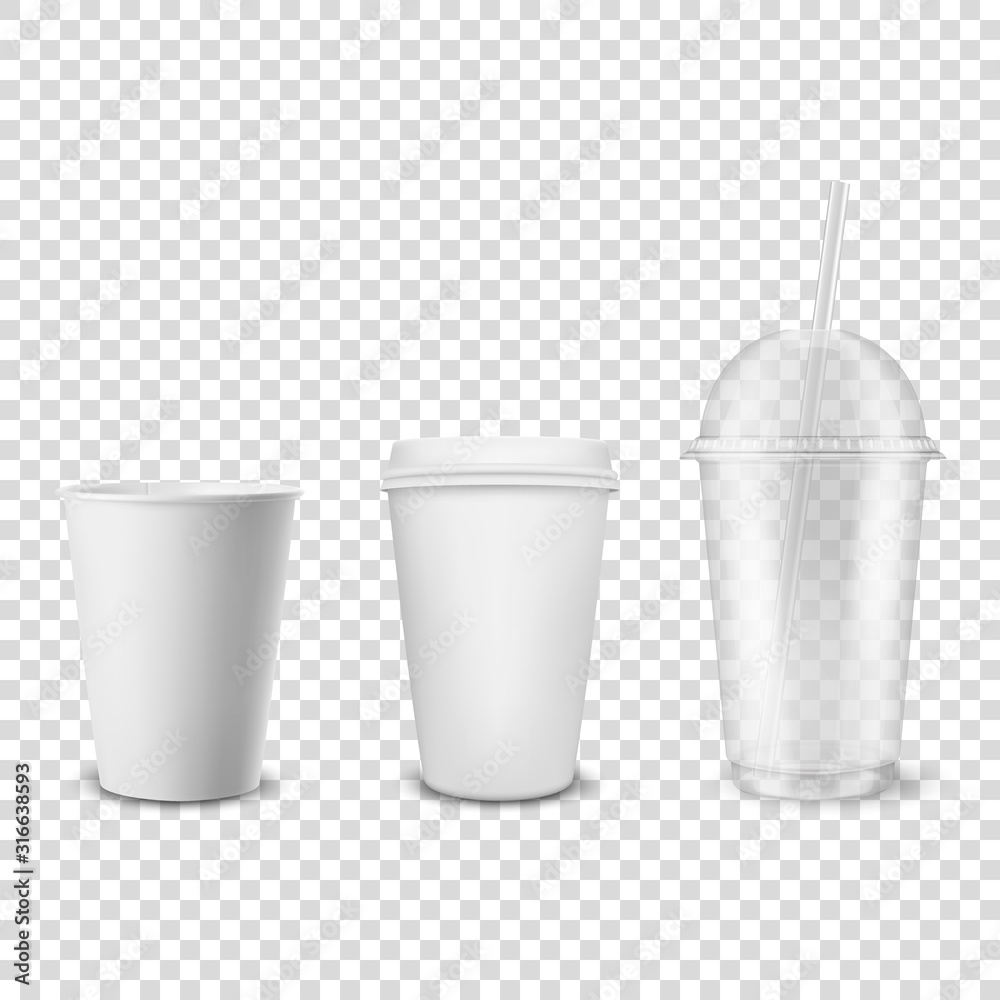 custom made wallpaper toronto digitalVector 3d Realistic Disposable Opened and Closed Paper, Plastic Coffee, Tea Cup for Drinks with Plastic Lid Icon Set Closeup Isolated on Transparent Background. Design Template, Mockup. Front View