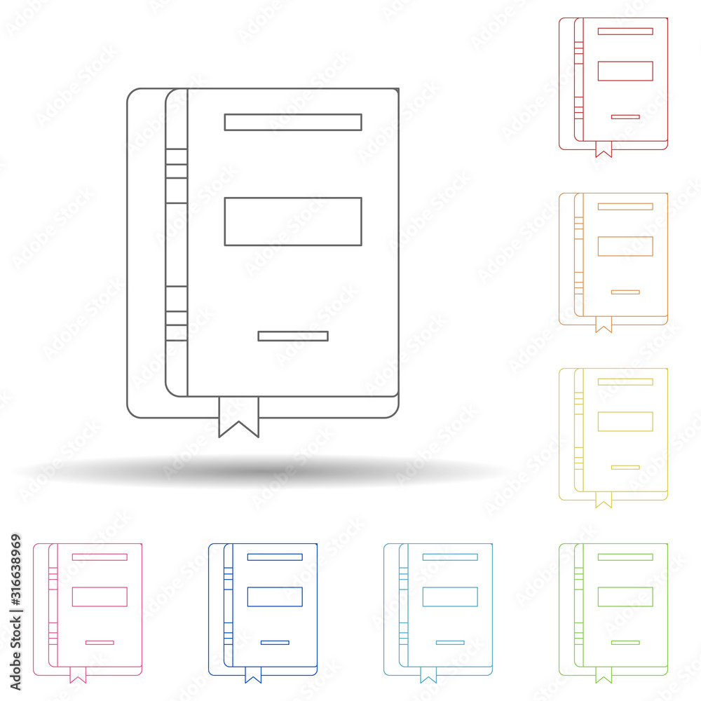 Book with a bookmark flat in multi color style icon. Simple thin line, outline vector of book icons for ui and ux, website or mobile application Book with a bookmark flat in multi color style icon. Simple thin line, outline vector of book icons for ui and ux, website or mobile application