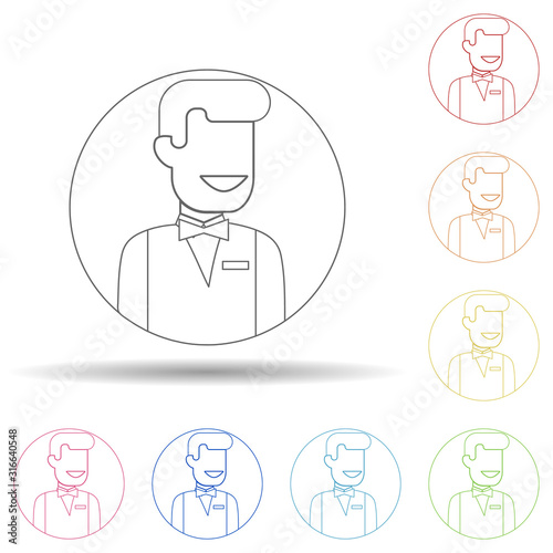 Avatar of waiter in multi color style icon. Simple thin line, outline vector of avatar icons for ui and ux, website or mobile application