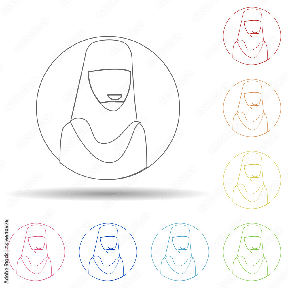 Obraz premium Avatar of priest in multi color style icon. Simple thin line, outline vector of avatar icons for ui and ux, website or mobile application