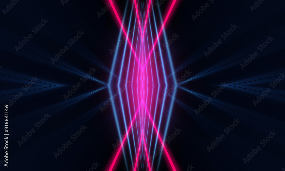 Dark abstract futuristic background. Neon lines glow. Neon lines, shapes. Multi-colored glow, blurry lights, bokeh. Empty stage background Dark abstract futuristic background. Neon lines glow. Neon lines, shapes. Multi-colored glow, blurry lights, bokeh. Empty stage background