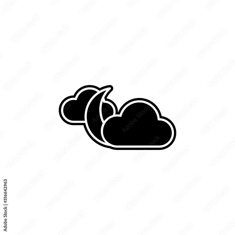 the moon behind the clouds icon. Simple glyph, flat vector of camping icons for ui and ux, website or mobile application the moon behind the clouds icon. Simple glyph, flat vector of camping icons for ui and ux, website or mobile application