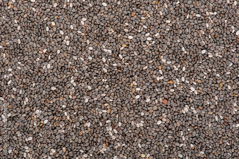 Chia closeup. The chia seeds. Healthy superfood. Top view. Chia closeup. The chia seeds. Healthy superfood. Top view.